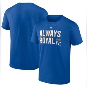 NEW Majestic MLB KC Kansas City Royals “ALWAYS ROYAL” Team T Shirt Men Size XL